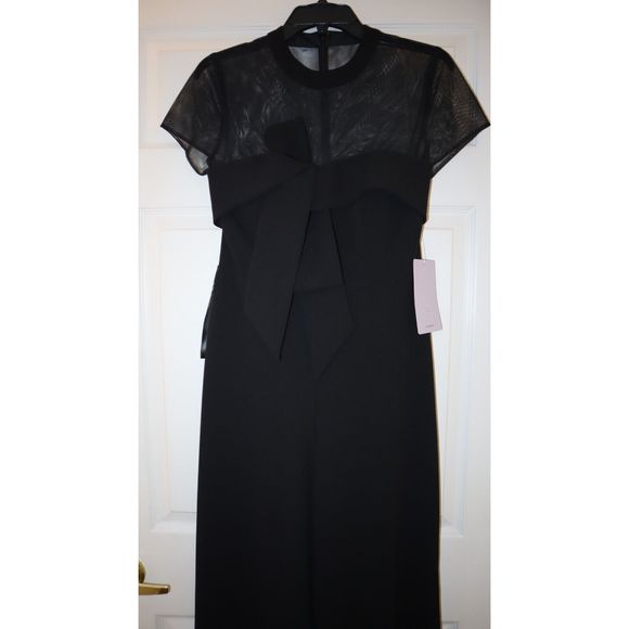 JS Collections 8642237 Women Sz 4 Black Illusion-Yoke Twist-Front Jumpsuit $228 - Picture 5 of 12